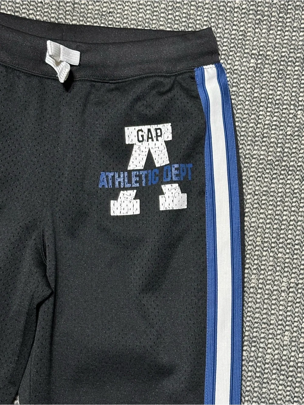GAP Kids Black Track Pants with Blue & White Side Stripes